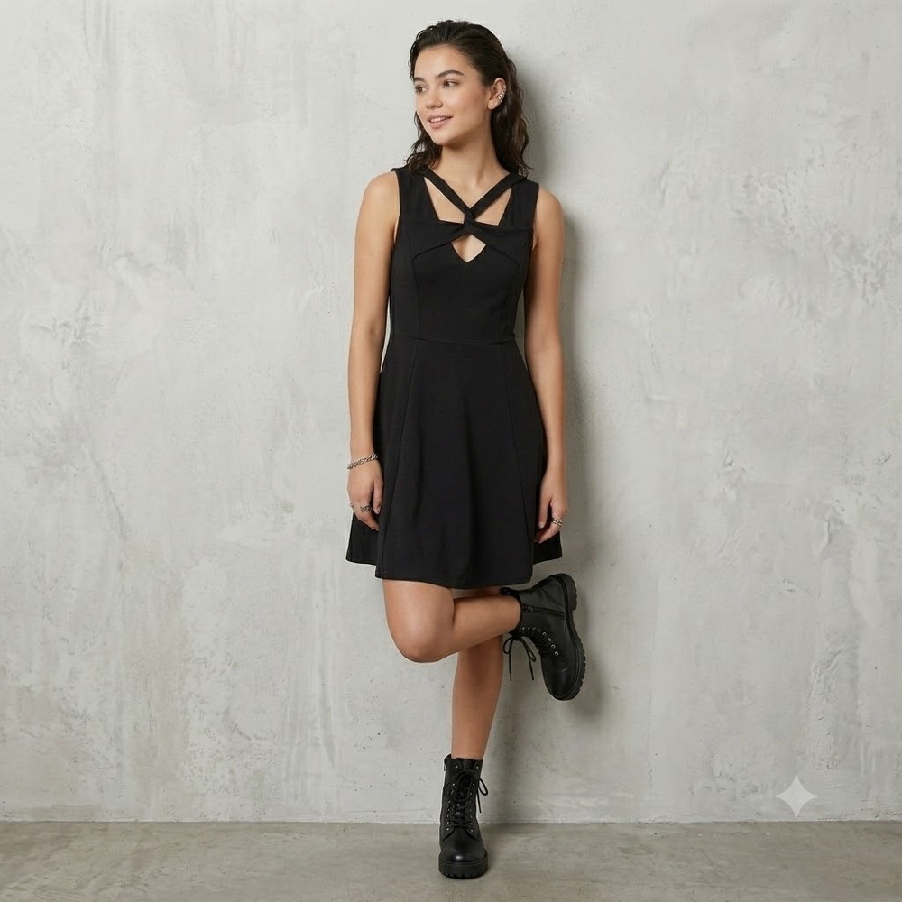 MINKPINK Don't Cross Me Dress Women Black Small Sleeveless Cutout Skater